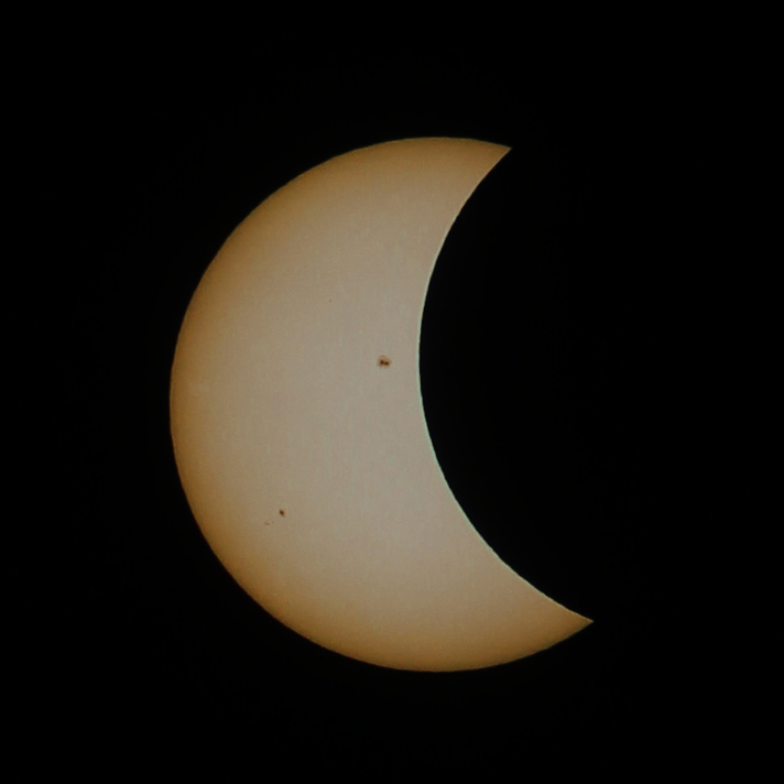 Approaching totality, showing some sunspots