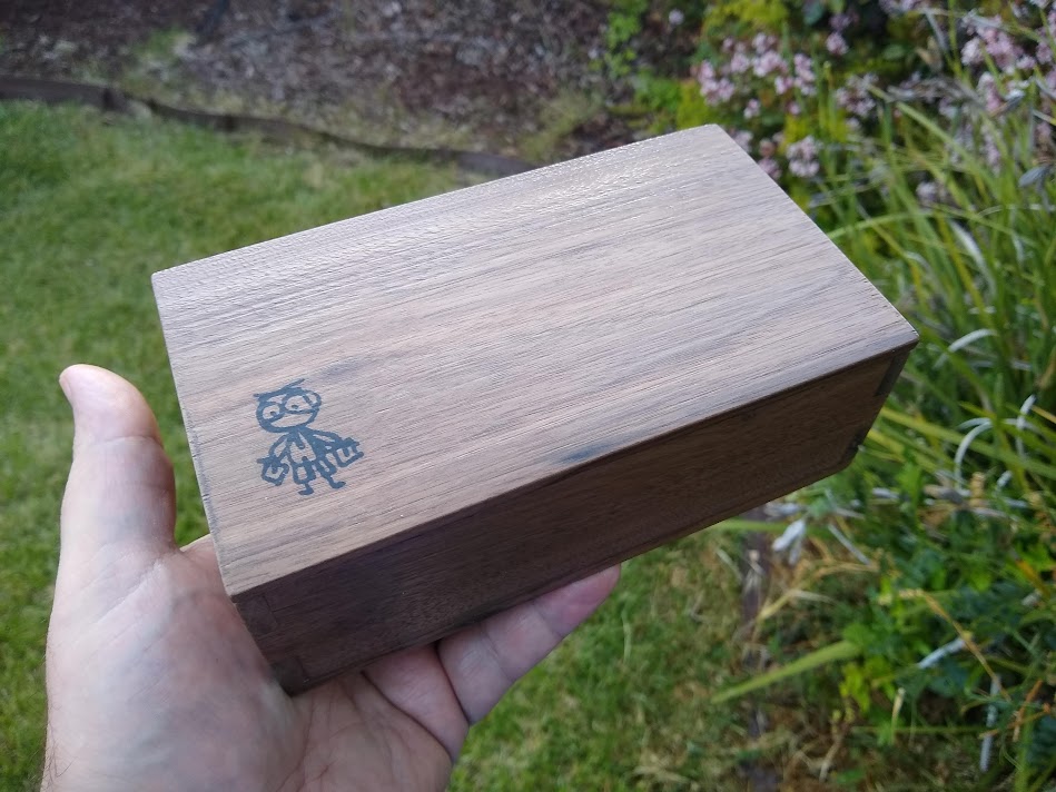 Walnut box, a gift for Tom Duff