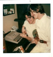 Christmas 1980, Kevin and I with my new Atari 400
