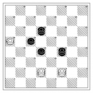 board-2 Gould suggests that red should make 23-27, but that move tosses away win. 14-18 enables you to retain the extra man.