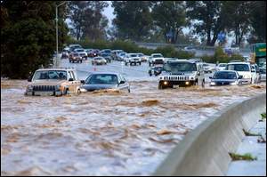 Flooding on I-80, AP Photo by Brian Zweernik