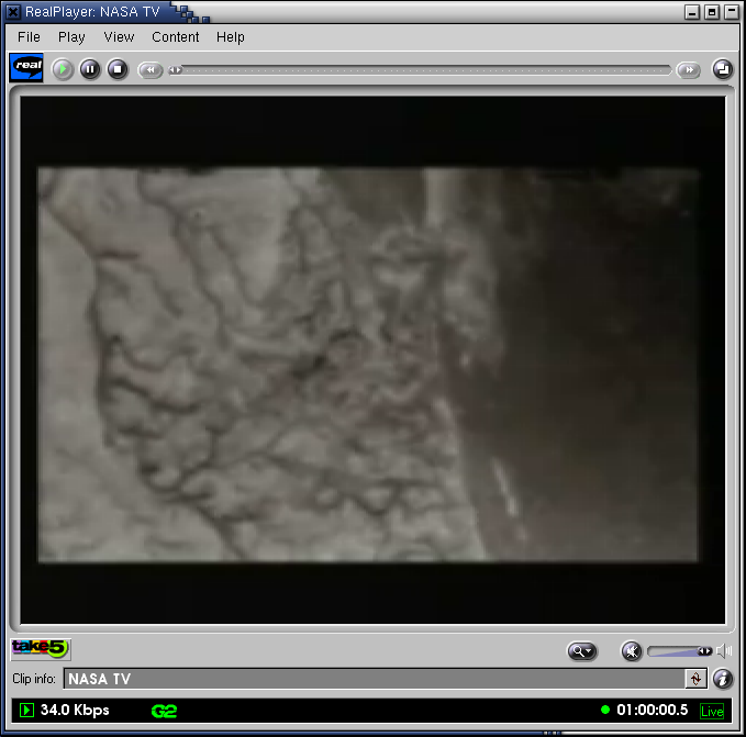 First Huygens Image, snapped from NASA TV in RealPlayer